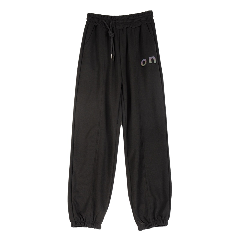 拉夏贝尔LT春夏新款休闲九分裤卫裤女字母欧洲站宽松显瘦束脚运动裤911611994