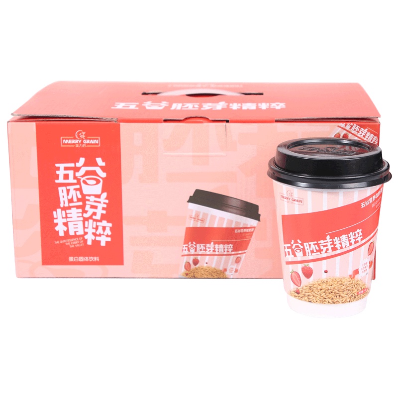 美力谷谷物胚芽代餐草莓果粒6杯装营养早餐养胃即食冲饮食品270g