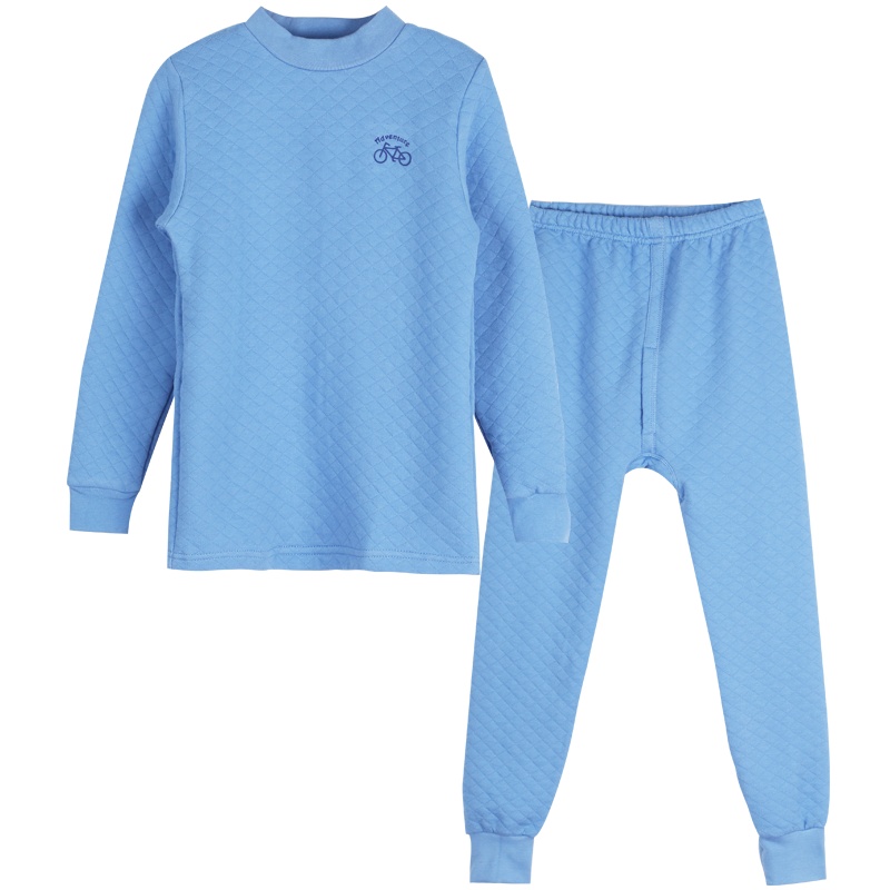 红豆居家新款秋冬季男童空气层半高领保暖内衣套装三层加厚男孩学生秋衣秋裤