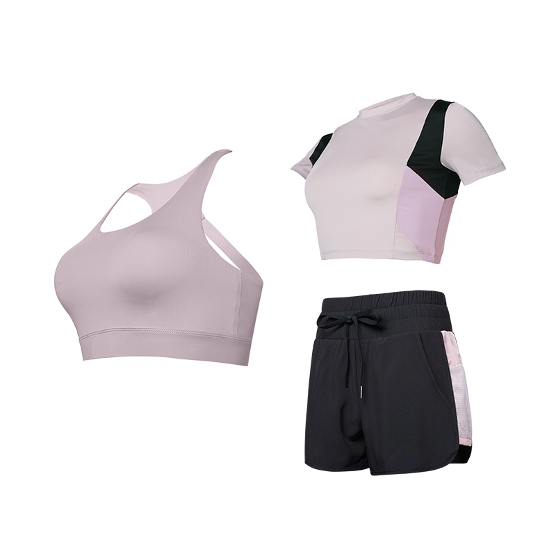 范斯蒂克运动套装女夏季薄款瑜伽训练健身外穿跑步宽松速干套装