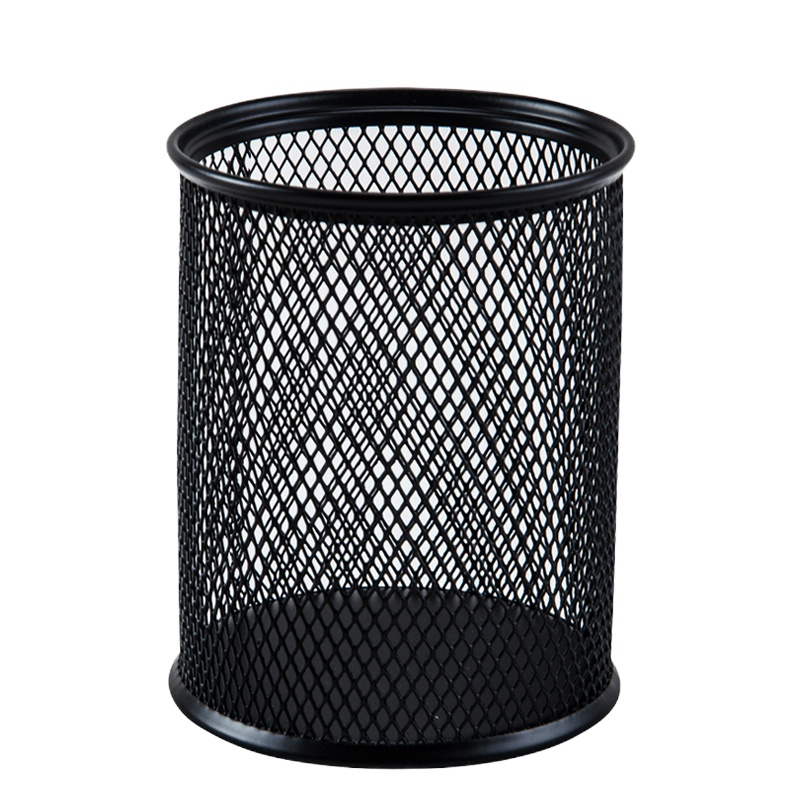 广博(GuangBo) WZ5922圆形金属笔筒2个 网格铁笔筒 圆形收纳笔座 网纹笔插 办公用品 黑色