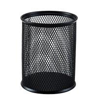 广博(GuangBo) WZ5922圆形金属笔筒2个 网格铁笔筒 圆形收纳笔座 网纹笔插 办公用品 黑色