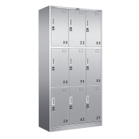 【一鹏】更衣柜304不锈钢九门员工储物柜鞋柜碗柜带锁浴室存包柜