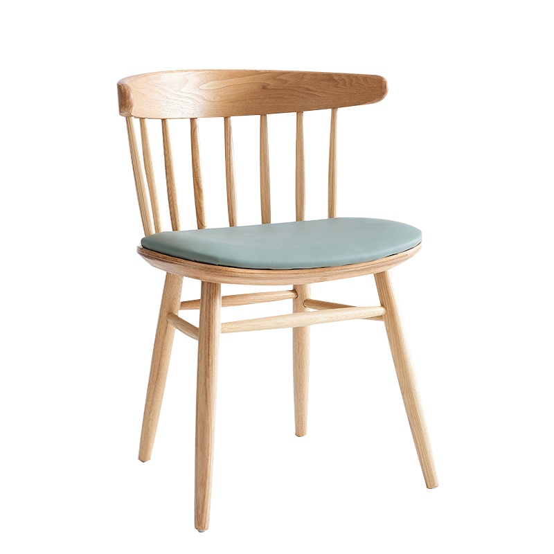 梦商 北欧实木餐椅 创意椅子 西餐厅软包靠椅 奶茶店咖啡厅餐凳
