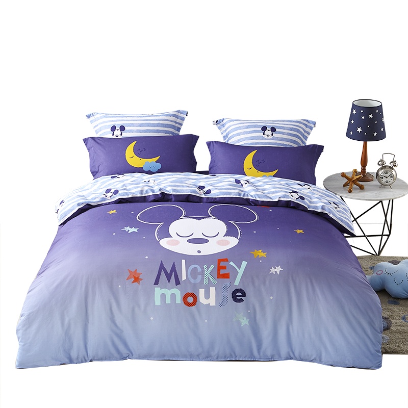 LOVO家纺迪士尼正版米奇米妮纯棉四件套全棉床品套件床上用品床单被套1.8米床儿童套件