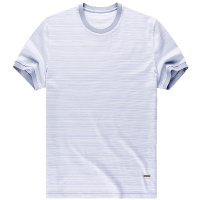 布先生新款丝光棉短袖T恤 圆领纯色条纹简约上衣男 AT10537