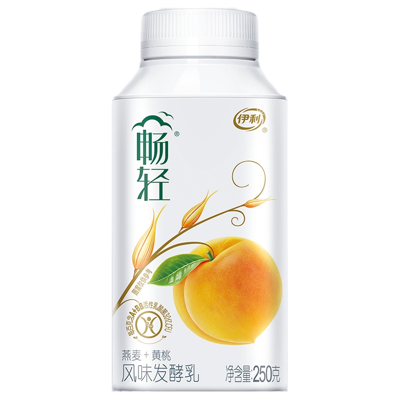 伊利畅轻风味发酵乳-燕麦+黄桃酸奶250g/瓶