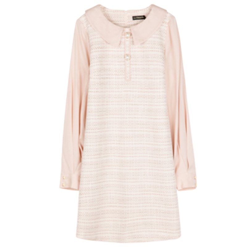 专柜同款拉夏贝尔高腰小香风连衣裙女士2019秋冬新款韩版时尚A字裙短裙10024026