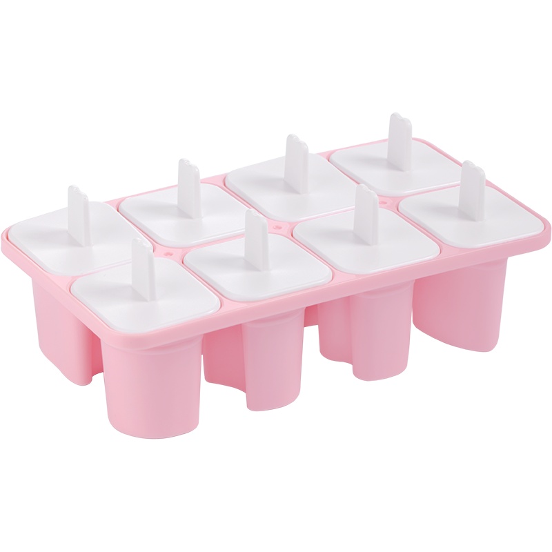 茶花雪糕模具家用做冰棍冰棒冰淇淋冻冰块盒冰糕自制冰盒棒冰儿童2773[粉色2只装16格]