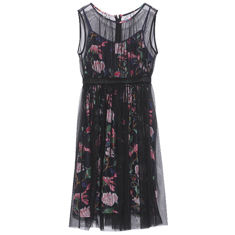 马克华菲女装2019夏装新款两件套纱度假风蕾丝仙女裙连衣裙女