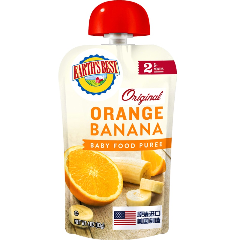 爱思贝EARTH'S BEST地球高铁米粉搭档有机婴幼儿辅食橙子香蕉佐餐泥混合果蔬6袋礼包装