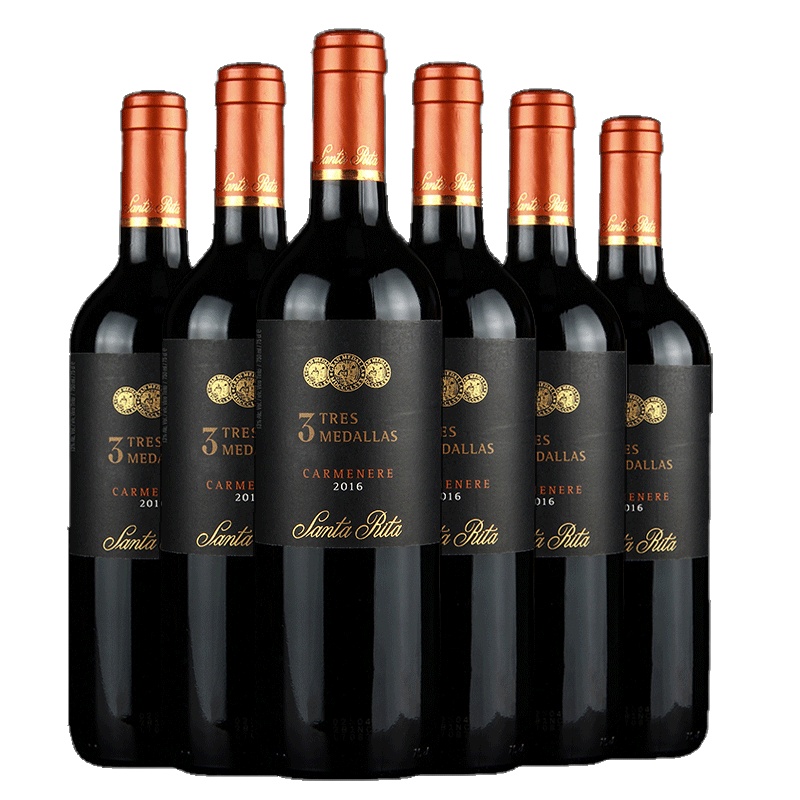 [中粮名庄荟]圣丽塔勋章佳美娜干红葡萄酒750ml*6原瓶进口红酒