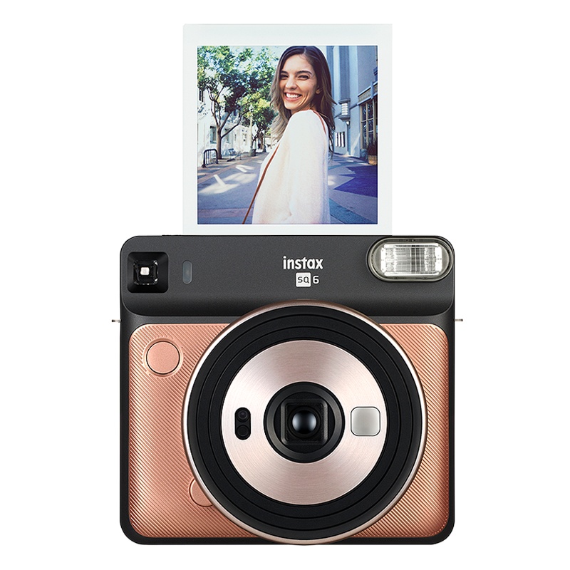 富士(FUJIFILM)INSTAX 拍立得 相机 一次成像相机SQUARE SQ6特惠 腮金红色 富士方形尺寸胶片相机