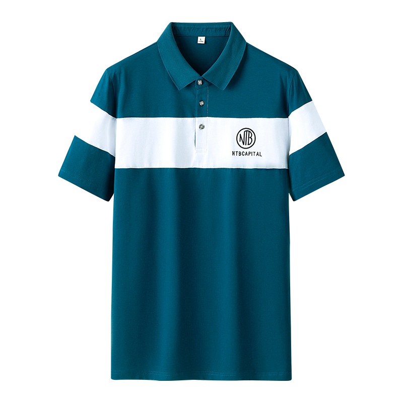 吉普战车2021年夏季新款商务休闲男士短袖Polo衫男装中青年棉质弹力大码时尚拼色翻领t恤男士体恤JIPUZHANCHE