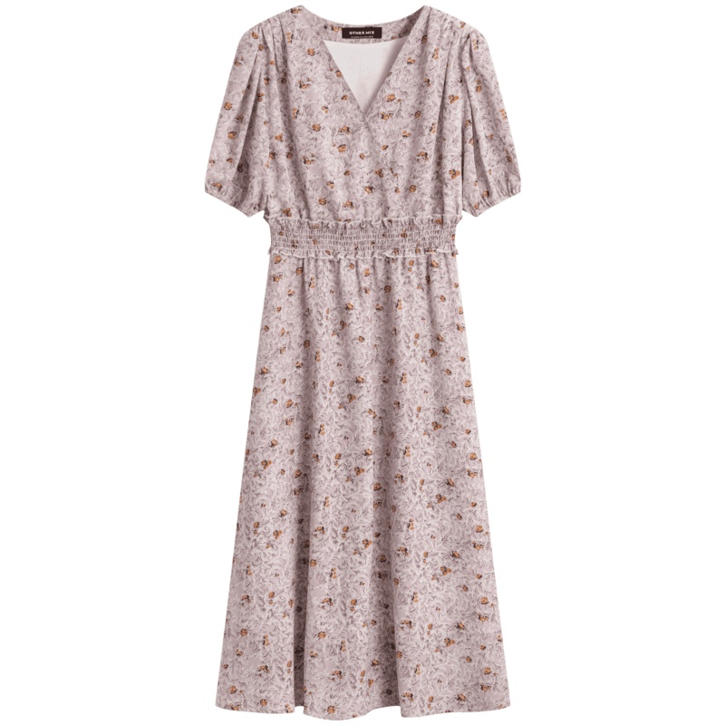 OtherMix夏日繁花连衣裙2021年夏季新款法式收腰泡泡袖碎花裙子女