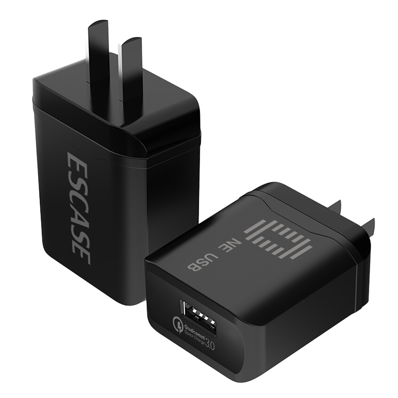 ESCASE iphone12/mini/Pro/promax充电器苹果充电头华为三星PD快充QC3.0插头 QC01黑