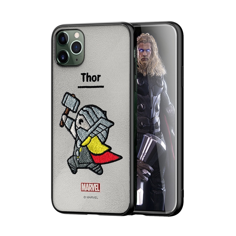 ESCASE 苹果11pro手机壳iPhone11 pro保护套卡通动漫硅胶软边全包防摔布艺刺绣工艺漫威正版灰色雷神