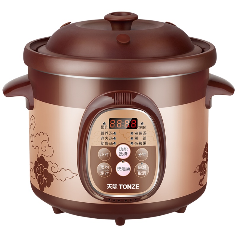 天际电炖锅电炖盅电砂锅紫砂炖锅煲汤锅炖汤锅煮粥锅炖煮锅养生锅智能炖煮 4L大容量多功能家用可预约定时3-5人电用