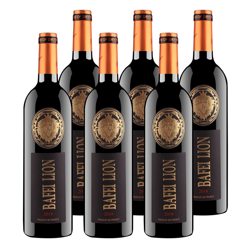 [赠开瓶器]法国原汁进口 巴菲狮柏雅750ml*6瓶 干红葡萄酒13度红酒整箱装