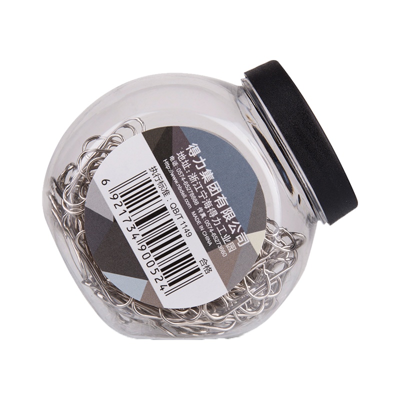 得力(deli)0052回形针 200只/桶 6桶装 财务文件分类收纳曲别针 办公用品镀镍