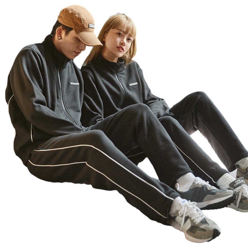 唐狮秋冬新款情侣装加绒卫衣男女宽松运动裤简约学生潮D