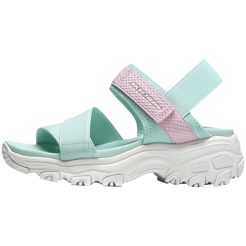 【自营】斯凯奇女大童凉鞋D‘lites时尚休闲熊猫鞋运动鞋996335L 996335L/AQPK浅绿色+粉红色