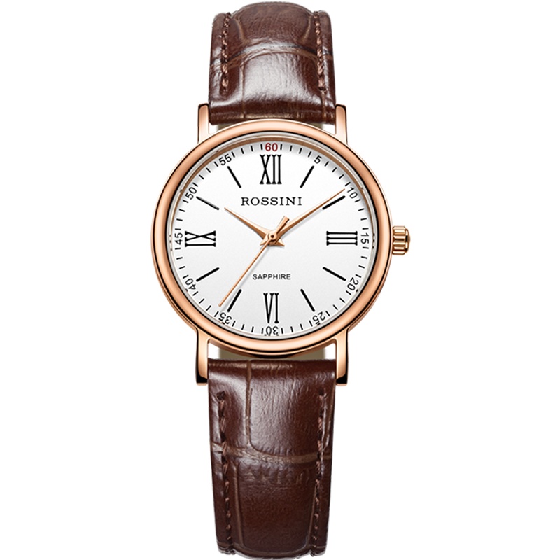 罗西尼启迪系列 复古情侣对表 皮带男表时尚女表6646/6645