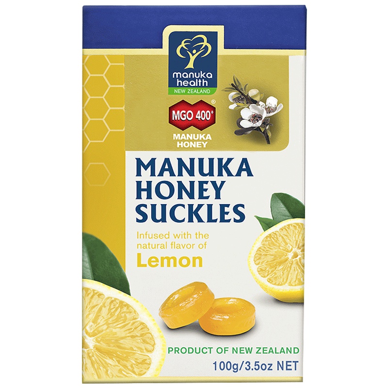 【柠檬味糖】蜜纽康（Manuka health）麦卢卡蜂蜜MGO400+糖柠檬味100g/袋 糖果零食 新西兰进口