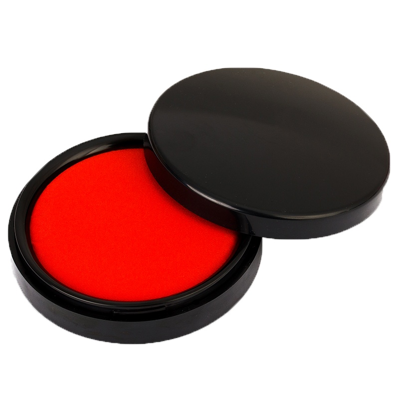 得力(deli)圆形塑壳秒干印台印泥 办公用品 红色 9869