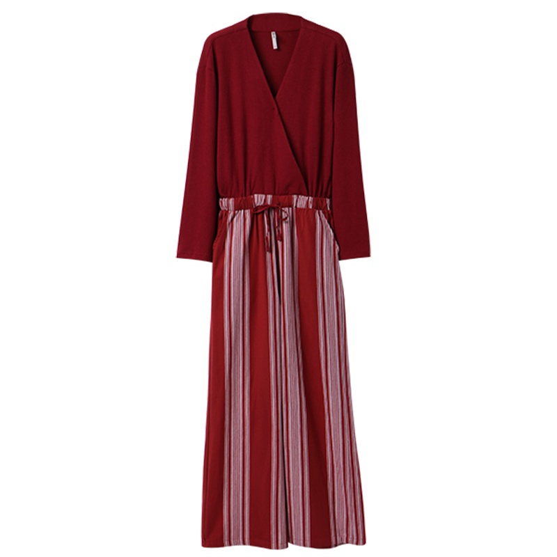 弹力针织提条素色连体女套装