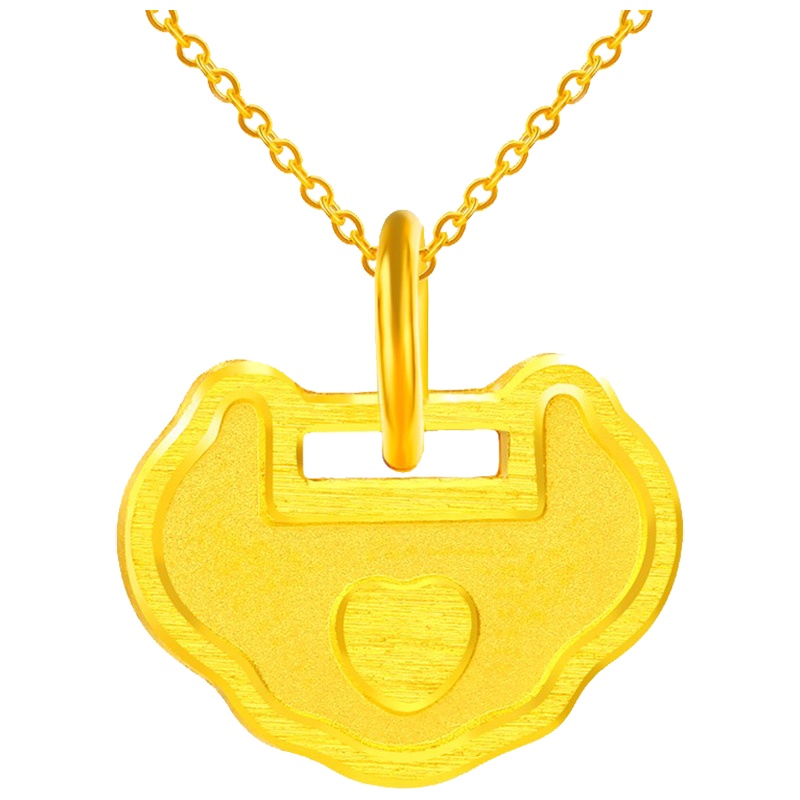 翠绿 黄金吊坠 时尚小福锁足金999黄金项坠挂坠 约1.7-1.8克 A01000041888