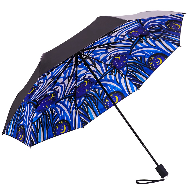 天堂伞全遮光黑胶转印三折晴雨伞 30608DLCJ1283