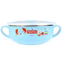 费雪牌(FISHER-PRICE) 母婴幼儿童双耳碗不锈钢塑料碗FP-8017蓝色适用年龄:6个月以上