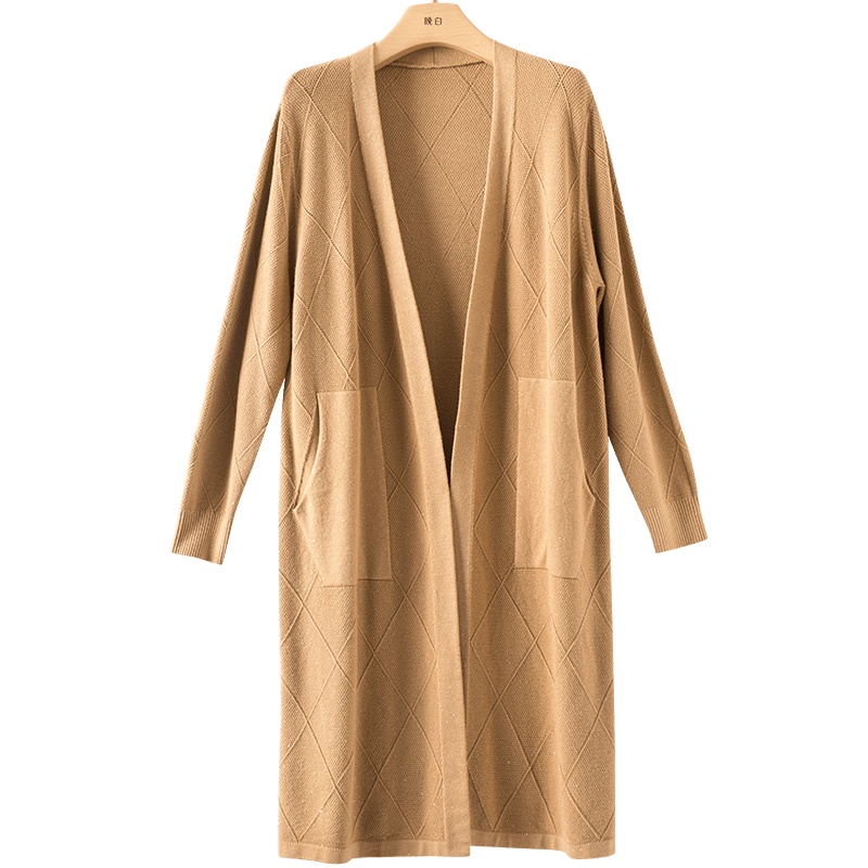 晚白2021春季新品时尚简约纯色百搭休闲宽松毛衫针织衫开衫外套女