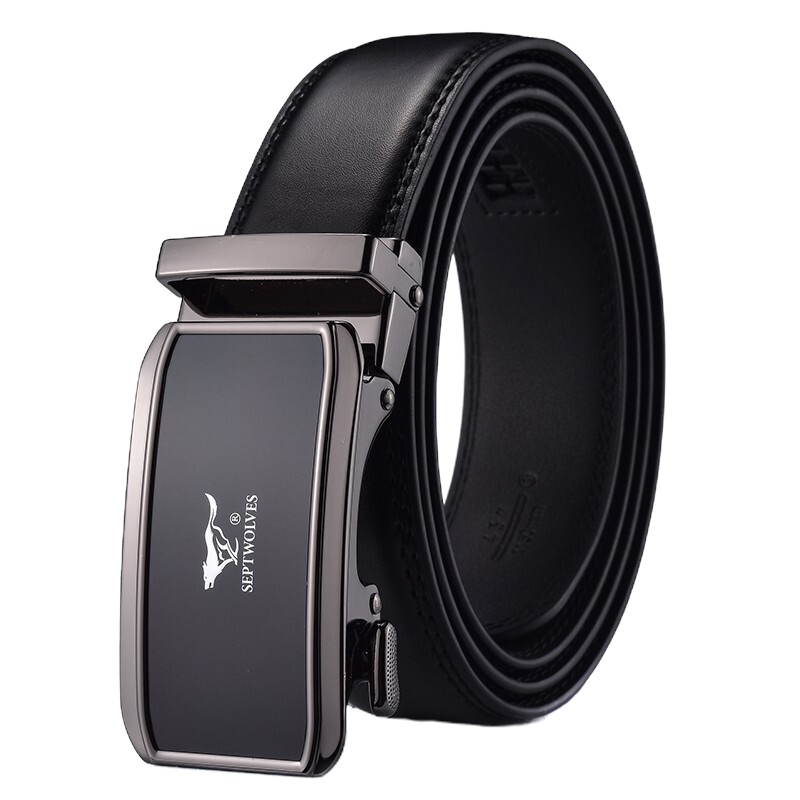 七匹狼(SEPTWOLVES)男士皮带真皮自动扣腰带男式裤带百搭青年纯牛皮休闲商务正品