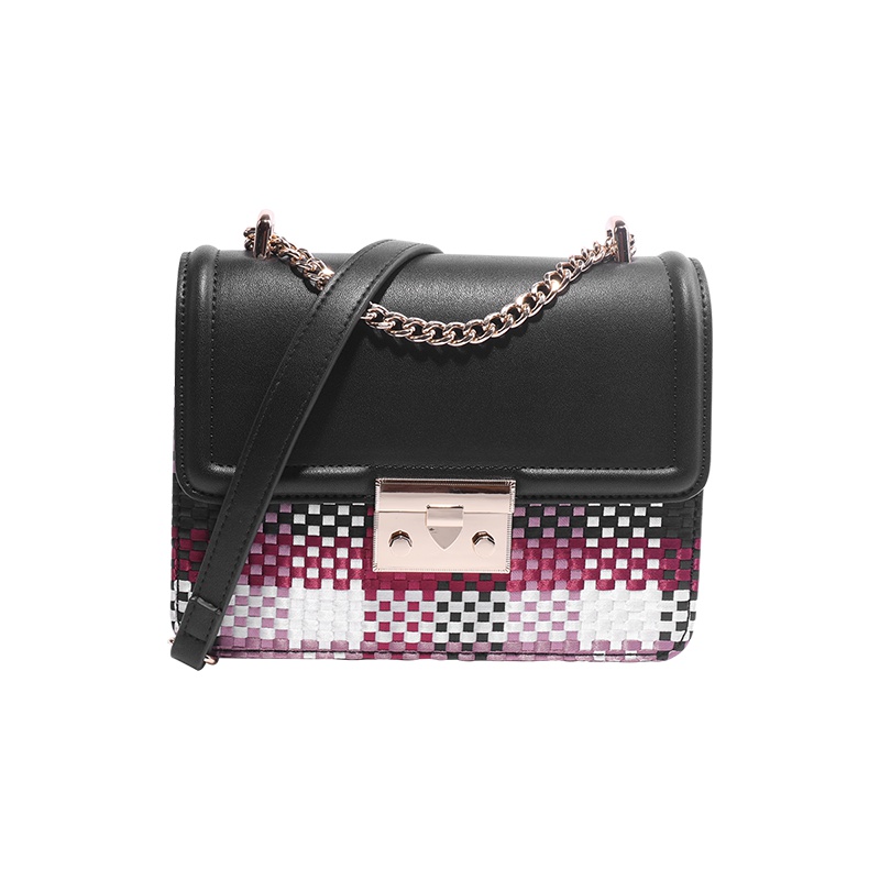 都宝路(dubaolu) 2020早秋时尚简约百搭渐变编织格子斜跨单肩包