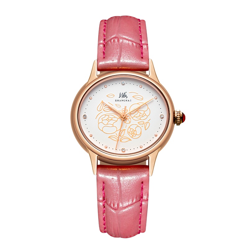 上海(SHANGHAI)手表女机械表女士手表631国产腕表防水复古优雅头层牛皮带女正品国潮腕表