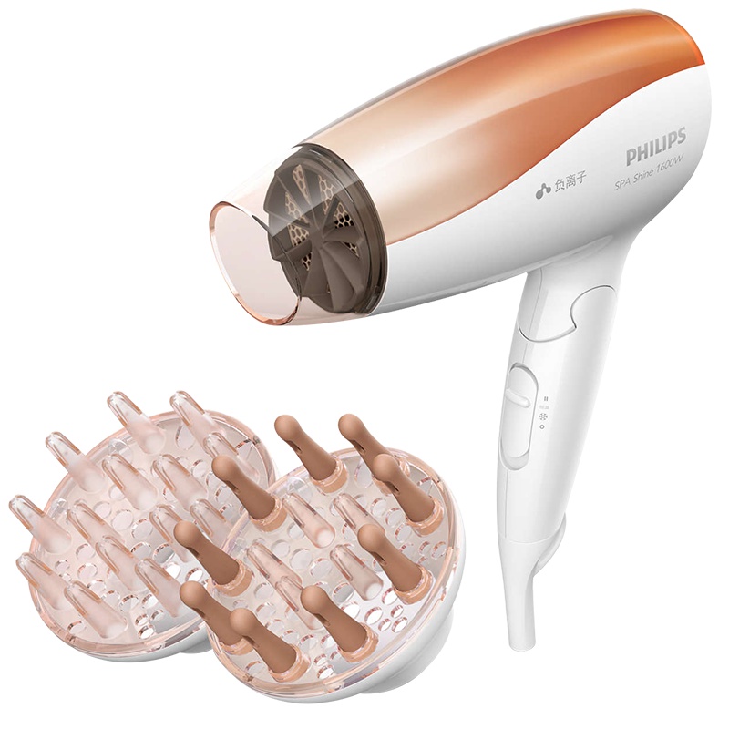 飞利浦(PHILIPS)电吹风 BHC117 家用1600W大功率吹风机 负离子恒温护发可折叠吹风筒