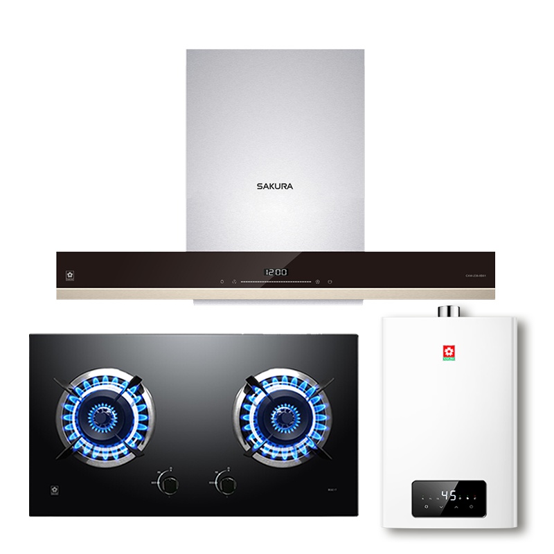 樱花(SAKURA)烟灶热三件套餐 欧式抽油烟机燃气灶热水器家用厨电烟灶热套装8B01+BGC1T+L032天然气