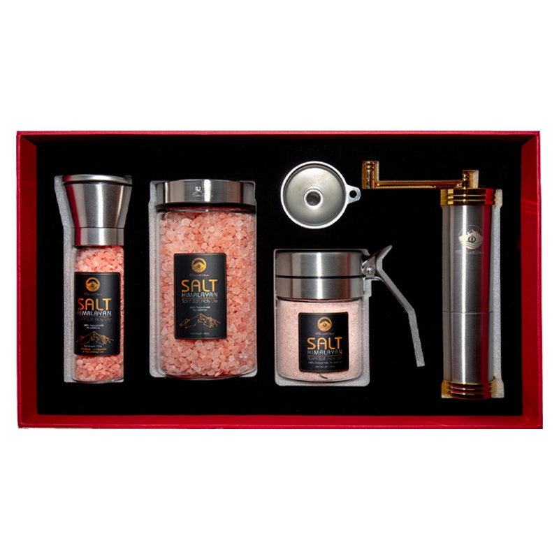 圣达(SainDak) 喜马拉雅玫瑰粉盐精品臻享礼盒套装 海盐岩盐低钠盐未加碘不含抗结剂带研磨器