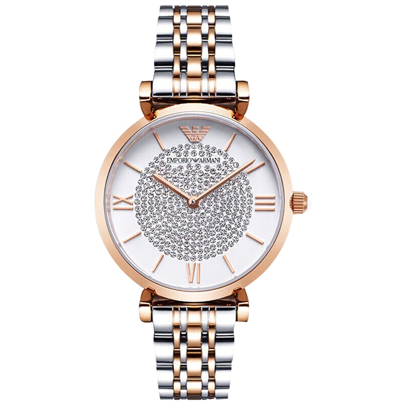 阿玛尼手表欧美品牌女士手表满天星AR1926 镶钻时尚钢带雅致石英表女张钧甯同款