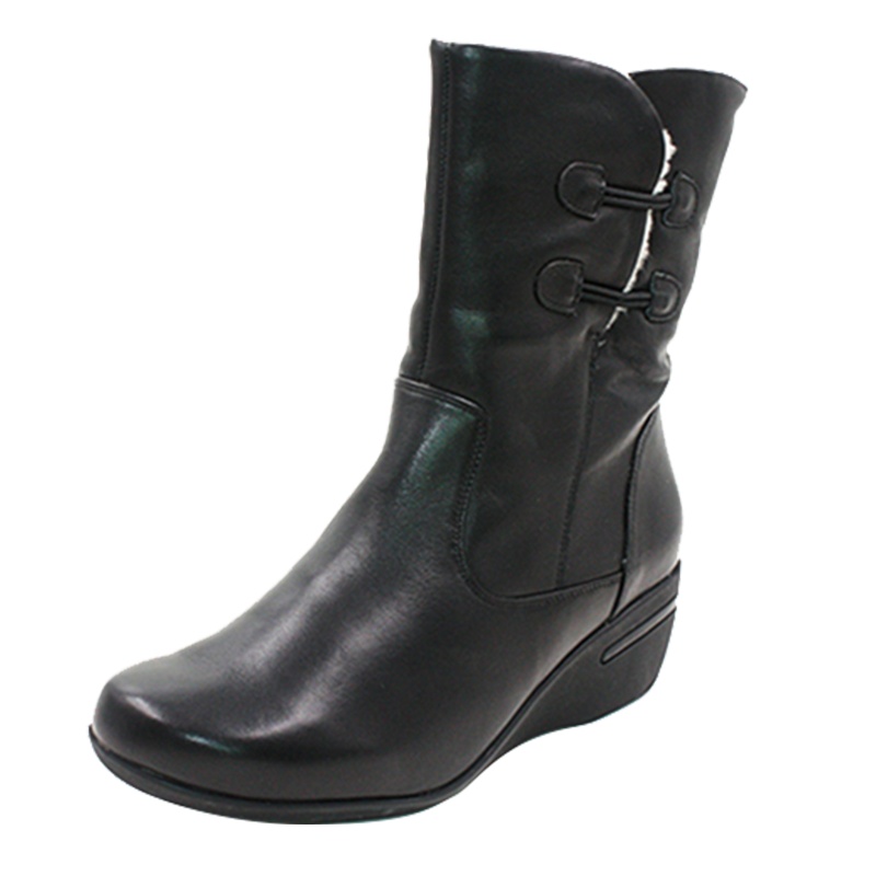 Mileno/米莲诺冬季软牛皮简约百搭女中靴保暖舒适妈妈鞋M154552