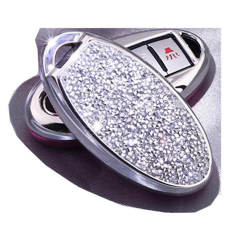 富屯 日产钥匙包轩逸天籁骐达逍客奇骏汽车带钻镶钻女士钥匙包壳套扣 璀璨粉