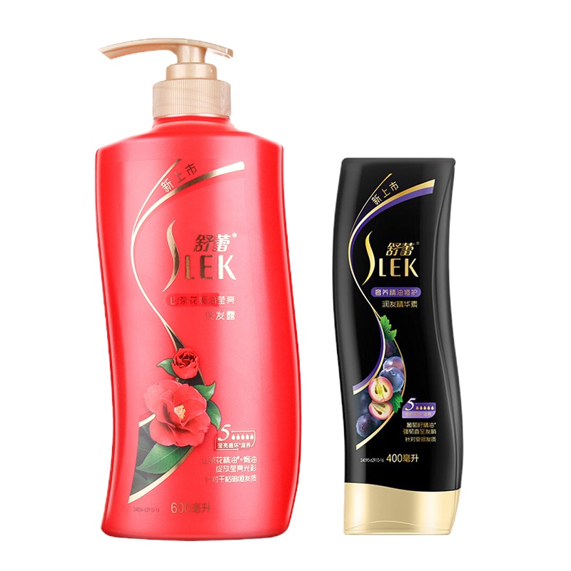 舒蕾山茶花/蚕丝/去屑洗发水男女士洗发水600ML+400ML护发素通用家庭套装,随机发货