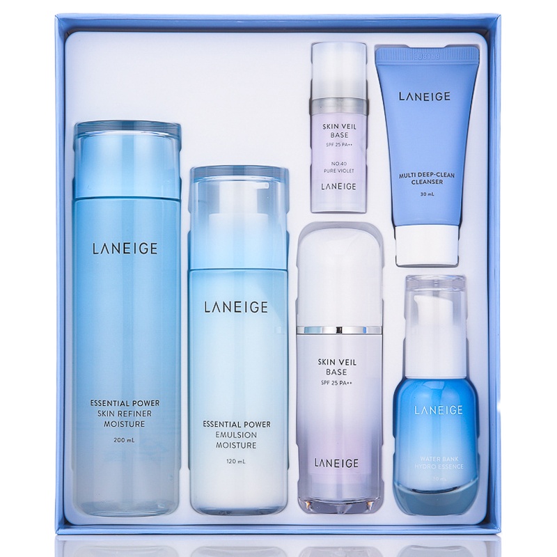 兰芝(Laneige) 水乳紫色隔离三件套护肤套装滋润型水乳隔离+精华+洁面