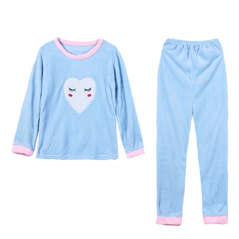 都市丽人卡通撞色套头圆领中厚加绒套装家居服女士睡衣DSH041