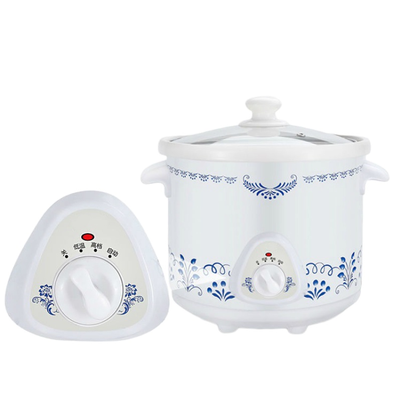 白瓷电炖锅全自动电养生锅煲汤陶瓷宝宝辅食锅燕窝炖盅熬粥锅 机械玻璃盖[优质白瓷]手动开关 6.0L[适合5-8人定制商品