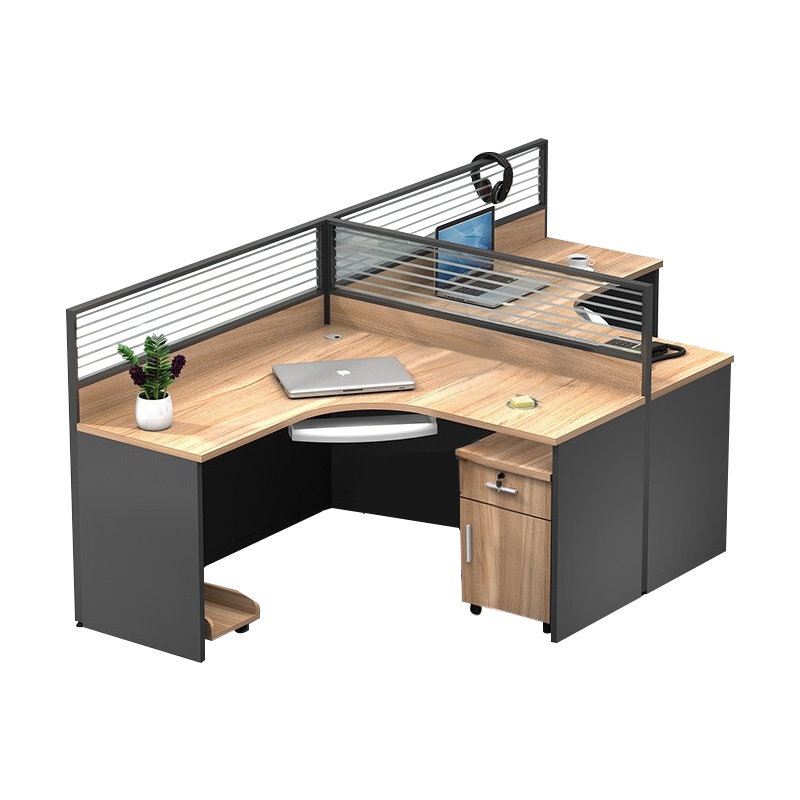 震海 办公家具T字型双人位办公桌带柜子组合屏风工位电脑桌现代简约员工桌职员工作位办公室桌子员工办公桌组合