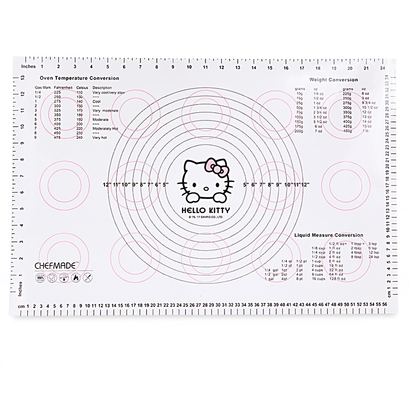 学厨60*40cm大号 HELLO KITTY 揉面垫防滑硅胶垫 家用食品级 案板硅胶面板擀面垫 和面垫 KT7002