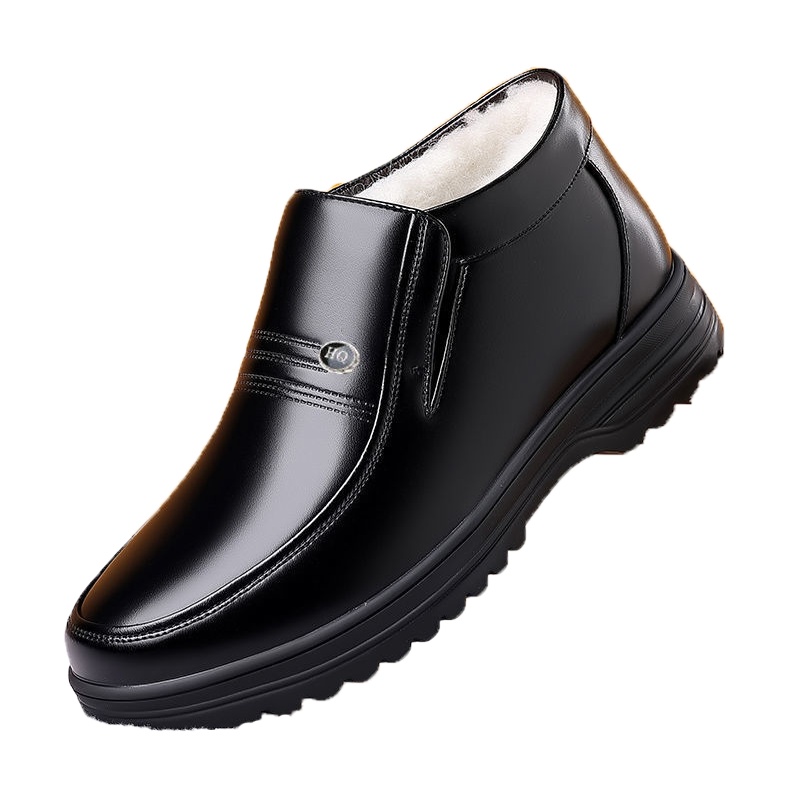 环球棉鞋男真皮加绒皮鞋男中老年防滑保暖皮鞋男男士棉鞋商务休闲
